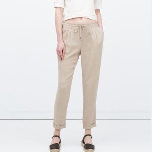 Zara Beige drawstring joggers